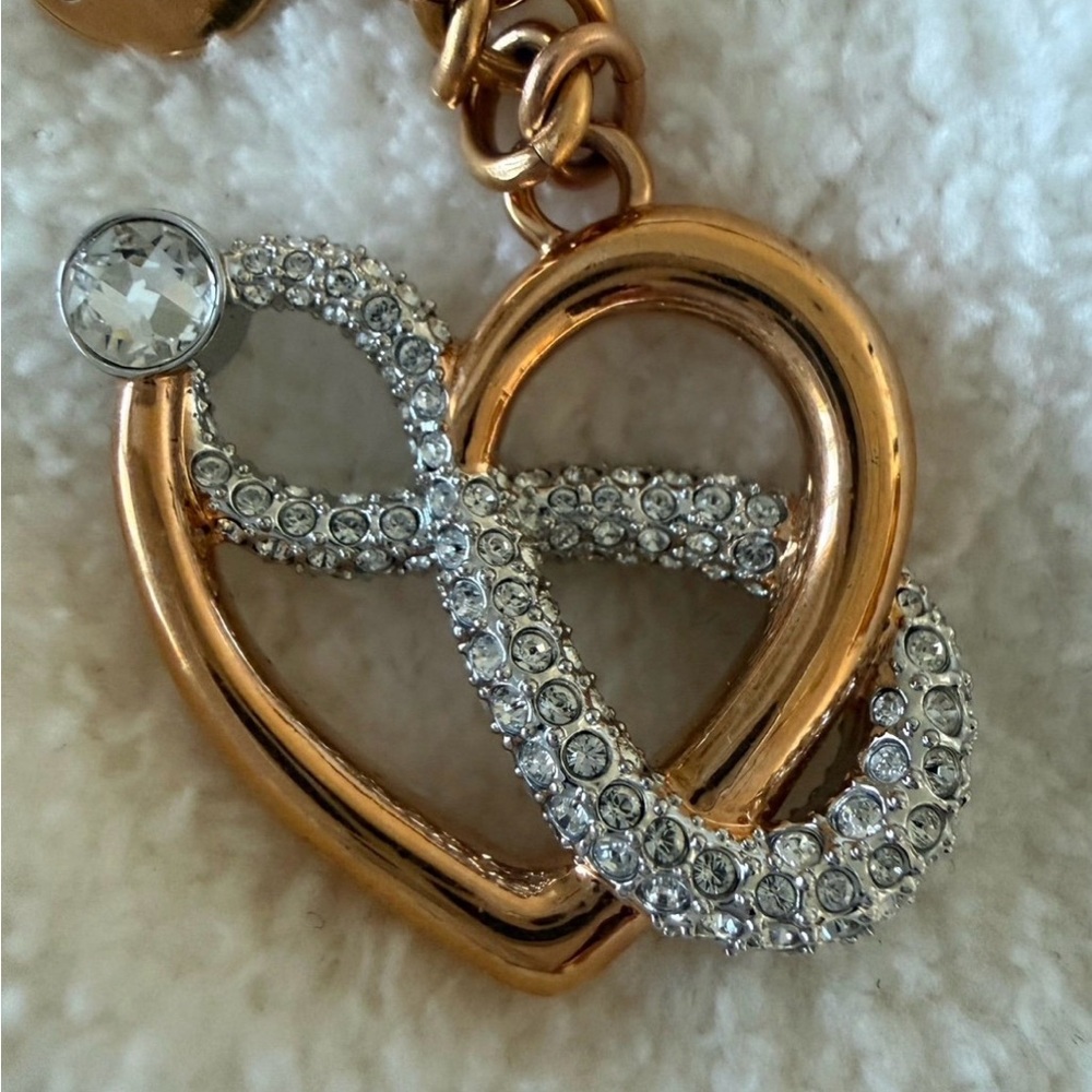 Swarovski Gold and Silver Infinity Heart Keychain/Infinite Bag Charm - Picture 3 of 5